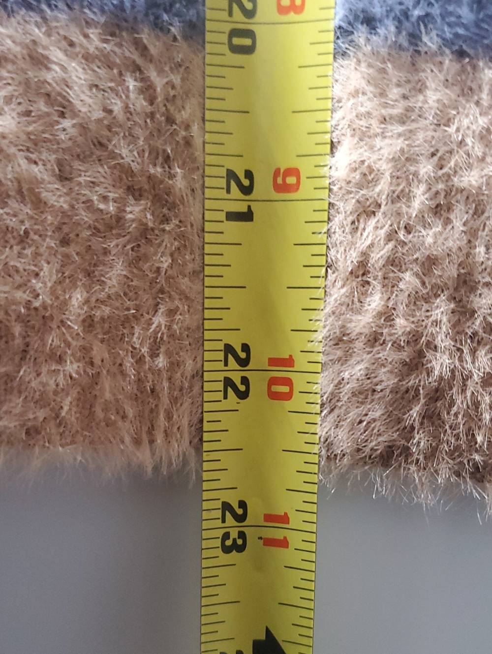 Aerie Flurry Crew Cozy Striped Fuzzy Sweater Tan, Navy & Red Size XS Oversized - Picture 14 of 16